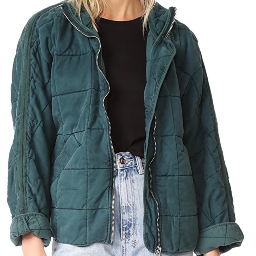 FREE PEOPLE Dolman Quilted Jacket Evergreen XS
